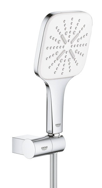 26588LS0 Rainshower SmartActive 130 Cube Душевой набор III (квадратный ручной душ, настенный держатель, шланг 1500 мм), 9,5 л/мин, белая луна. Фото 1