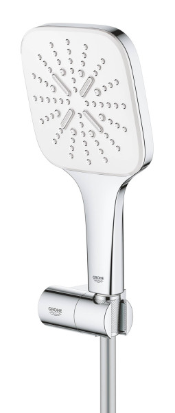 26588LS0 Rainshower SmartActive 130 Cube Душевой набор III (квадратный ручной душ, настенный держатель, шланг 1500 мм), 9,5 л/мин, белая луна. Фото 3