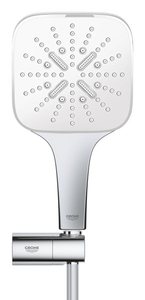 26588LS0 Rainshower SmartActive 130 Cube Душевой набор III (квадратный ручной душ, настенный держатель, шланг 1500 мм), 9,5 л/мин, белая луна. Фото 4