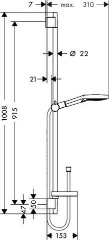 26631400 HG Raindance Select S 120 3iet 90 см душевой гарнитур белый/хром. Фото 4