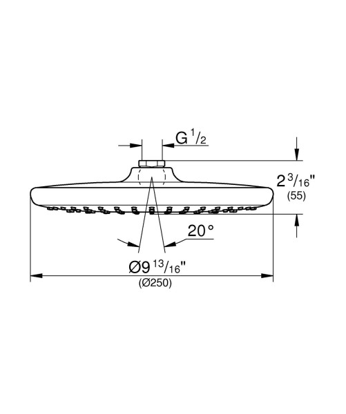 26666000 Tempesta 250 Верхний душ, круглый (низ-хром, верх-белый), хром. Фото 3