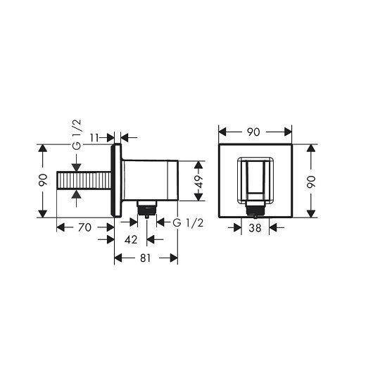 26889670 HG Fixfit E шланговое подсоединение, матовый черный. Фото 2