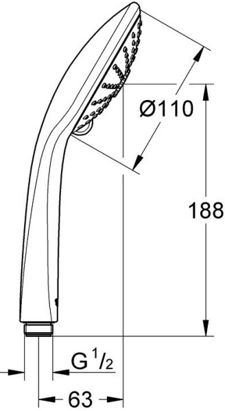 27239001 Euphoria Massage Ручной душ 110 III, расход 9,5 л/мин, хром (белая душевая поверхность). Фото 2