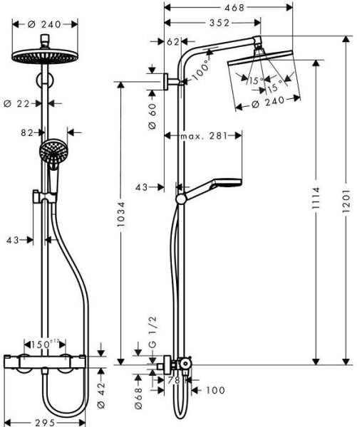 27267000 HG Crometta S 240 1jet душевая cистема. Фото 3