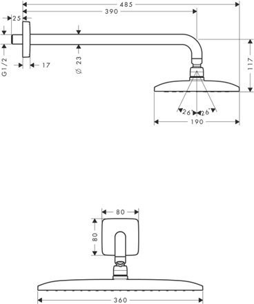 27376000 HG Raindance Е Air 1jet 360 верхний душ. Фото 2