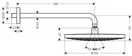 27378400 HG Raindance Select S 300 2jet верхний душ белый/хром. Фото 5