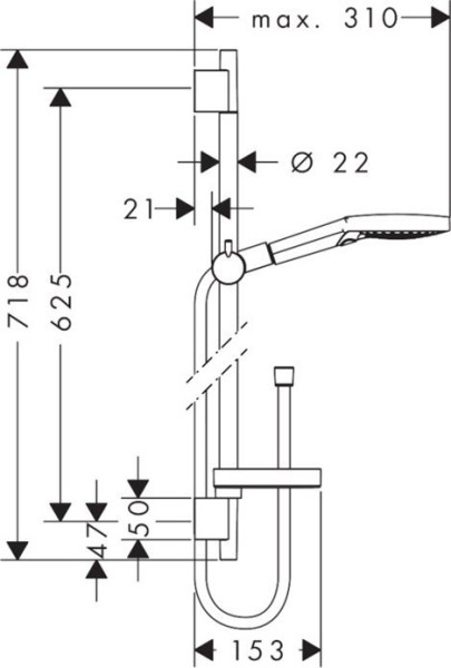 27654000 HG Raindance Select S 120 3iet PowderRain Unica Puro душевой гарнитур 65 см. Фото 6