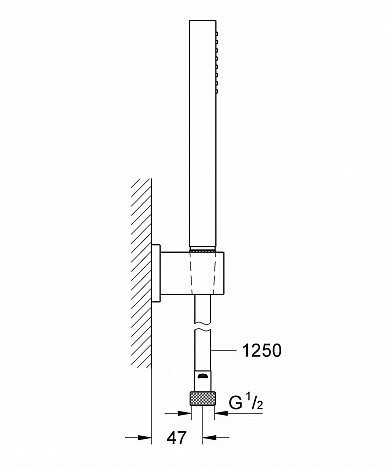 27702000 Euphoria Cube Душевой набор I (квадратный ручной душ, настенный держатель, шланг 1250 мм), хром. Фото 2