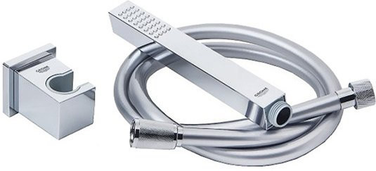 27702000 Euphoria Cube Душевой набор I (квадратный ручной душ, настенный держатель, шланг 1250 мм), хром. Фото 3