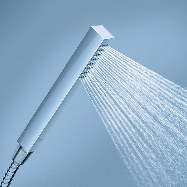 27702000 Euphoria Cube Душевой набор I (квадратный ручной душ, настенный держатель, шланг 1250 мм), хром. Фото 4