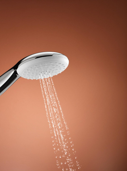 27799003 Tempesta 110 Душевой набор 2 режима струи, 13,5 л/мин (круг. ручной душ, настен держатель, шланг 1250 мм), хром (замена арт. 27799001). Фото 3