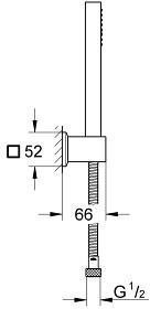 27889000 Euphoria Cube+ Stick Душевой набор I (квадратный ручной душ, настенный держатель, шланг 1500 мм), 9,5 л/мин, хром. Фото 2