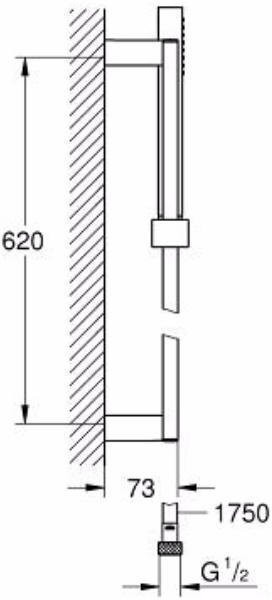 27891000 Euphoria Cube+ Душевой гарнитур I, душевая штанга 600 мм, шланг 1750 мм, 9,5 л/мин, хром. Фото 2