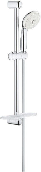 27927001 Tempesta New 100 Душевой гарнитур III, душевая штанга 600 мм, шланг 1750 мм, полочка, хром. Фото 1