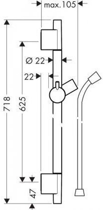 28632670 HG Unica S Puro штанга для душа 65 см матовый черный. Фото 2