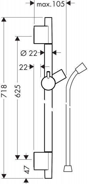 28632700 HG Unica S Puro штанга для душа 65 см матовый белый. Фото 2