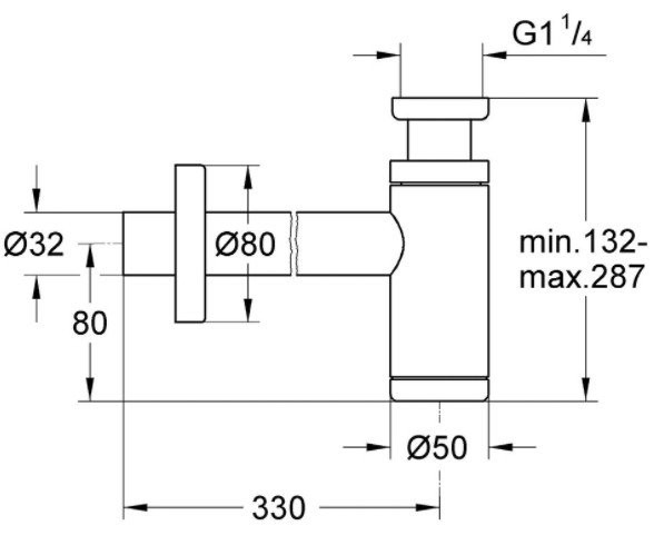 28912000 Сифон 1 1/4" из латуни для раковины, хром. Фото 2