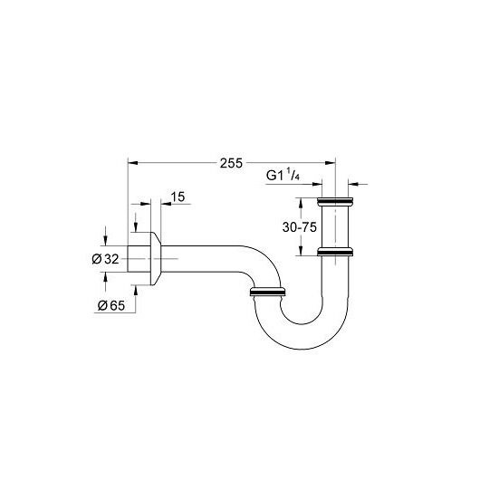 28947000 Сифон 1 1/4 для раковины (трубный), хром. Фото 3