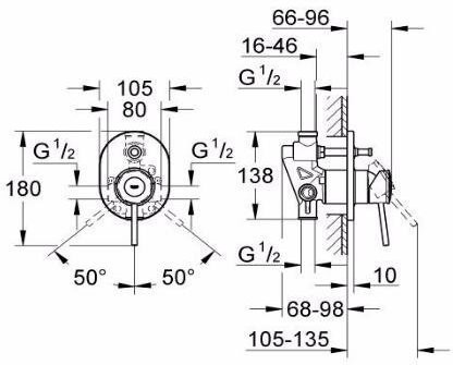 29047000 BauClassic Смеситель для ванны (внешняя и встраиваемая части), хром. Фото 2