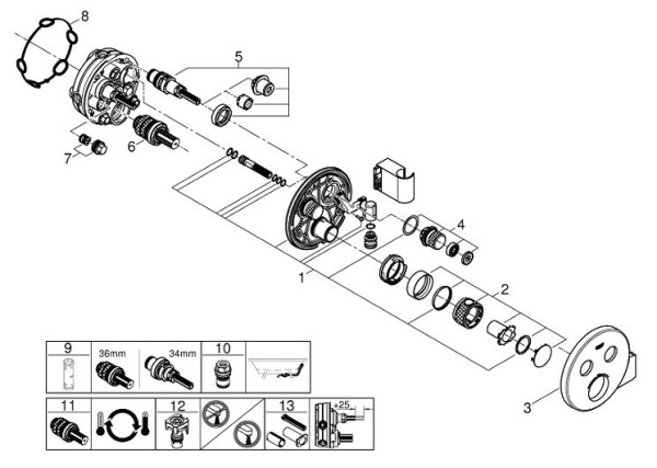 29120000 Grohtherm SmartControl Внешняя часть термостатического смесителя на 2 выхода со встроенным держателем ручного душа, хром. Фото 3