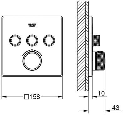29126000 Grohtherm SmartControl Внешняя часть термостатического смесителя на 3 выхода, хром. Фото 3