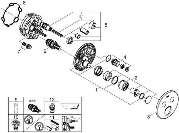 29145000 Grohtherm SmartControl Внешняя часть смесителя на 2 выхода, хром. Фото 5