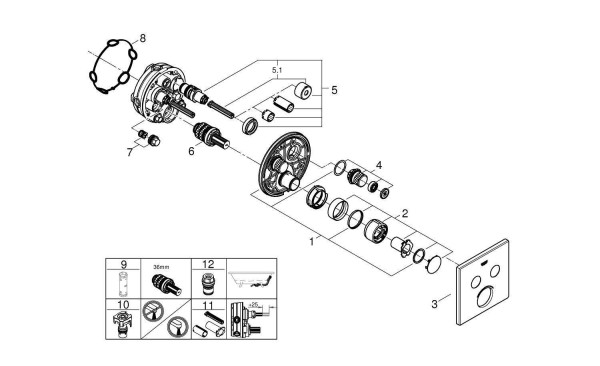 29148000 Grohtherm SmartControl Внешняя часть смесителя на 2 выхода, хром. Фото 5