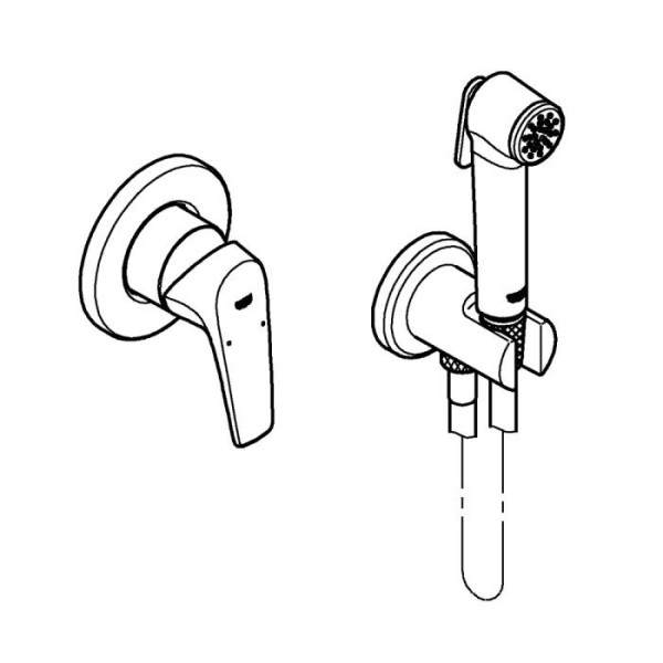 29328000 BauFlow Готовый комплект для гигиен душа: встраиваемый смеситель, гигиен душ со шлангом и держателем, хром. Фото 3