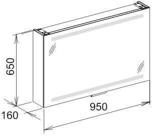 30203171201 EDITION 300 Зеркальный шкаф 950х650х160 мм, 1 поднимающаяся дверца (ДО ОКОНЧАНИЯ ОСТАТКОВ). Фото 5