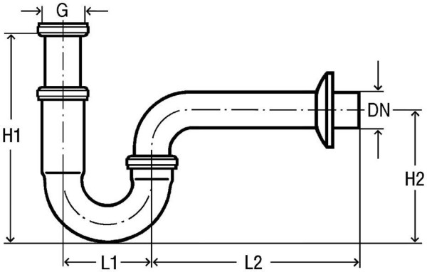 305611 Сифон для раковины трубный (латунь), для смесителя с донным клапаном, 1 1/4 x 32, хром, модель 5611. Фото 2