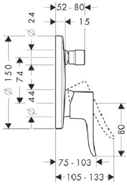 31493000 HG Metris смеситель для ванны (внешняя часть). Фото 2