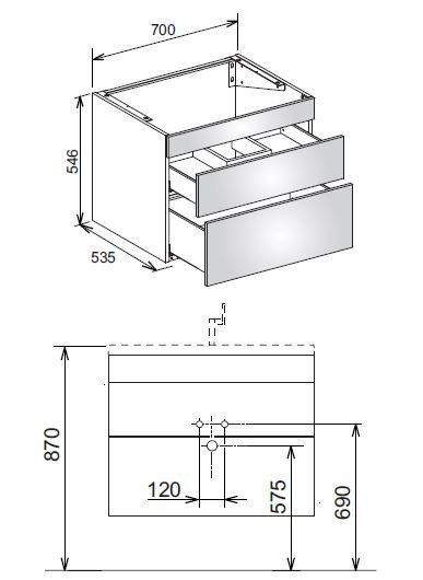 31541370000 EDITION 400 Тумба под умывальник 700x535x546 mm трюфель/трюфель. Фото 3