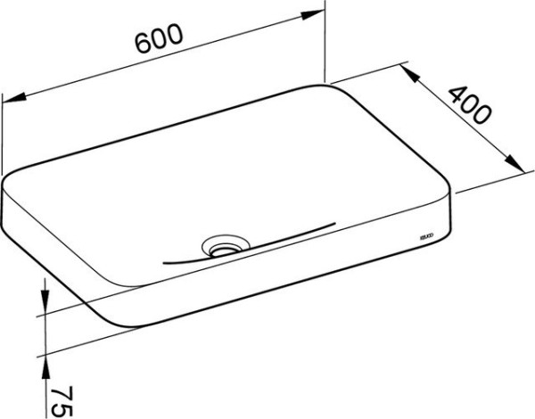31570317500 EDITION 400 Керамический встраиваемый умывальник без отверстия под смеситель 600*75 мм, белый. Фото 3