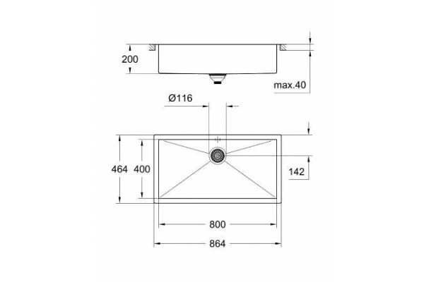 31580SD1 K700 Мойка из нержавеющей стали, 1 чаша, 90-S 86,4/46,4 1.0 (4 шт. - пал.). Фото 3
