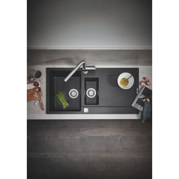 31646AP0 K500 Композитная мойка с крылом 1000 мм x 500 мм, черный гранит. Фото 2