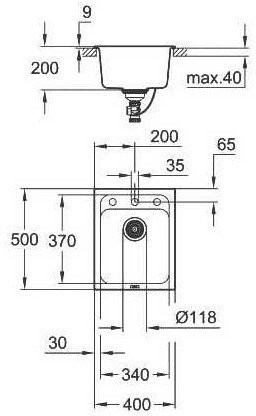 31650AT0 K700 Композитная мойка,400 x 500 мм, цвет серый гранит (AT0). Фото 2