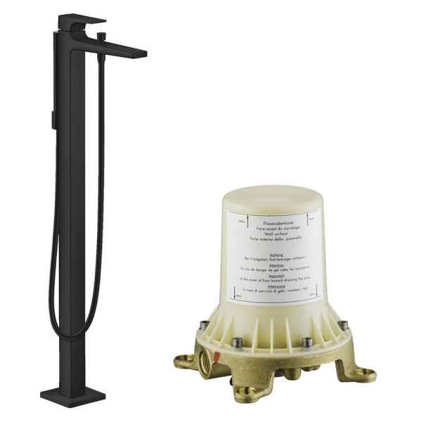 32532670S Set HG Metropol смеситель для ванны напольный (32532670+10452180), матовый черный. Фото 1