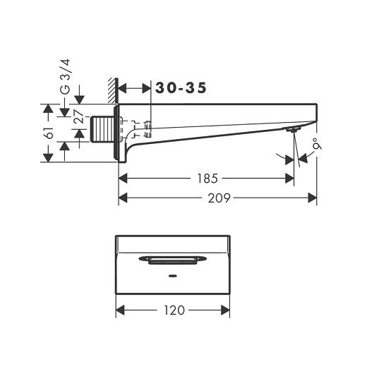 32543990 HG Metropol излив для ванны 185 мм полир,золото. Фото 2