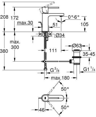 32612003 Plus Смеситель однорычажный для раковины, со сливным гарнитуром, S-Size, хром. Фото 2