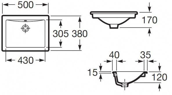 327114000 Diverta раковина врезная или встраиваемая снизу 50х38х17. Фото 4
