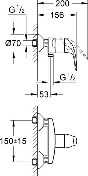 32740000 Euroeco Смеситель для душа, хром. Фото 2