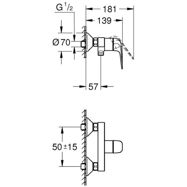 32740001 Euroeco Смеситель однорычажный для душа, DN 15, хром. Фото 5