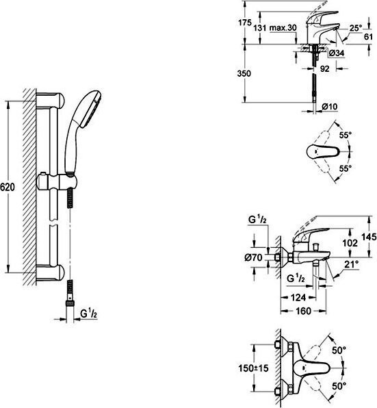 32743000 Euroeco Смеситель для ванны, хром. Фото 2