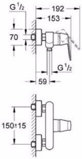32837000 Eurosmart Cosmopolitan Смеситель однорычажный для душа, DN 15, хром. Фото 2