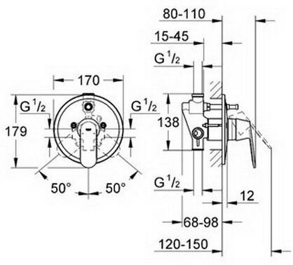 32879000 Eurosmart Cosmopolitan Смеситель для ванны (внешняя и встраиваемая части), хром. Фото 2
