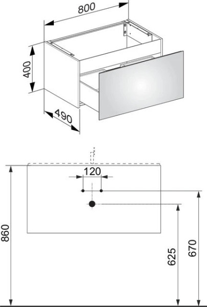 32961290000 PLAN Тумба под умывальник 800x490x400 мм инокс мат. Фото 2