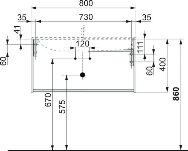 32961300000 PLAN Тумба под умывальник 800x490x400 мм белый. Фото 2