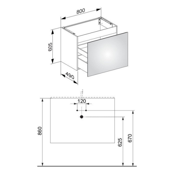 32962290000 PLAN Тумба под умывальник 800х490х605 мм инокс мат. Фото 2