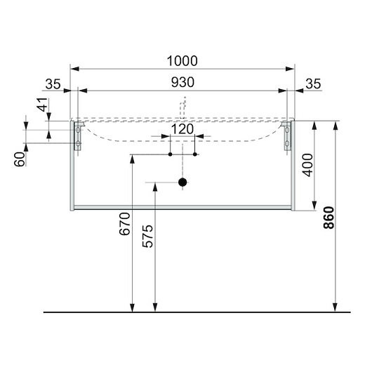 32971290000 PLAN Тумба под умывальник 1000x490x400 мм, инокс мат. Фото 5