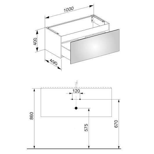 32971290000 PLAN Тумба под умывальник 1000x490x400 мм, инокс мат. Фото 6